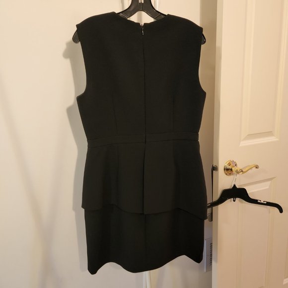 BCBGMaxAzria | Nikki Dress, Black Zippered Asymmetrical Peplum Dress, Sz 12 - Picture 9 of 16